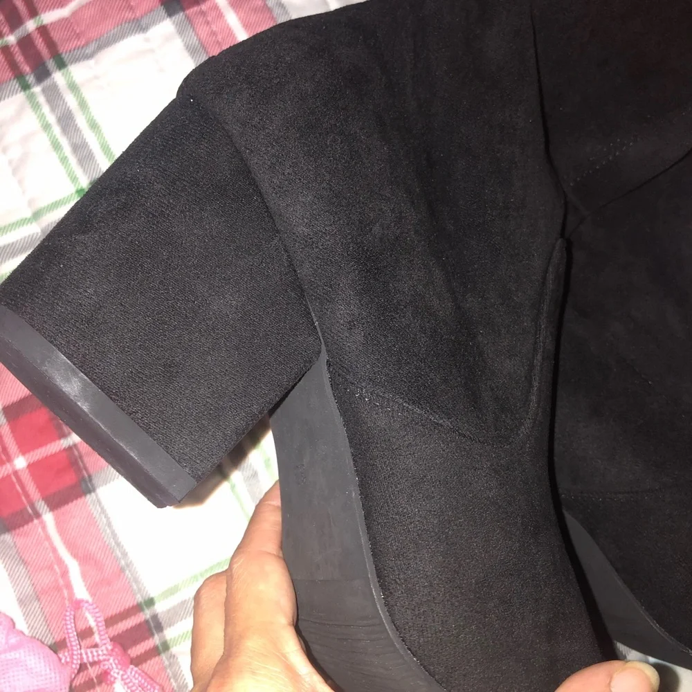 Black Women's Over the Knee High Zip Suede Boots